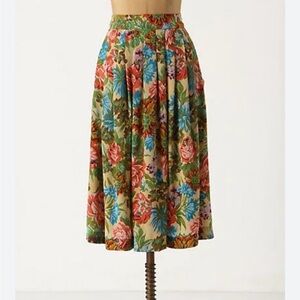 Anthropologie Postella multicoloured floral 100% silk midi skirt Size L